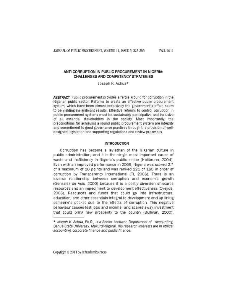 Anti-Corruption in Public Procurement in | PDF | Political Corruption ...