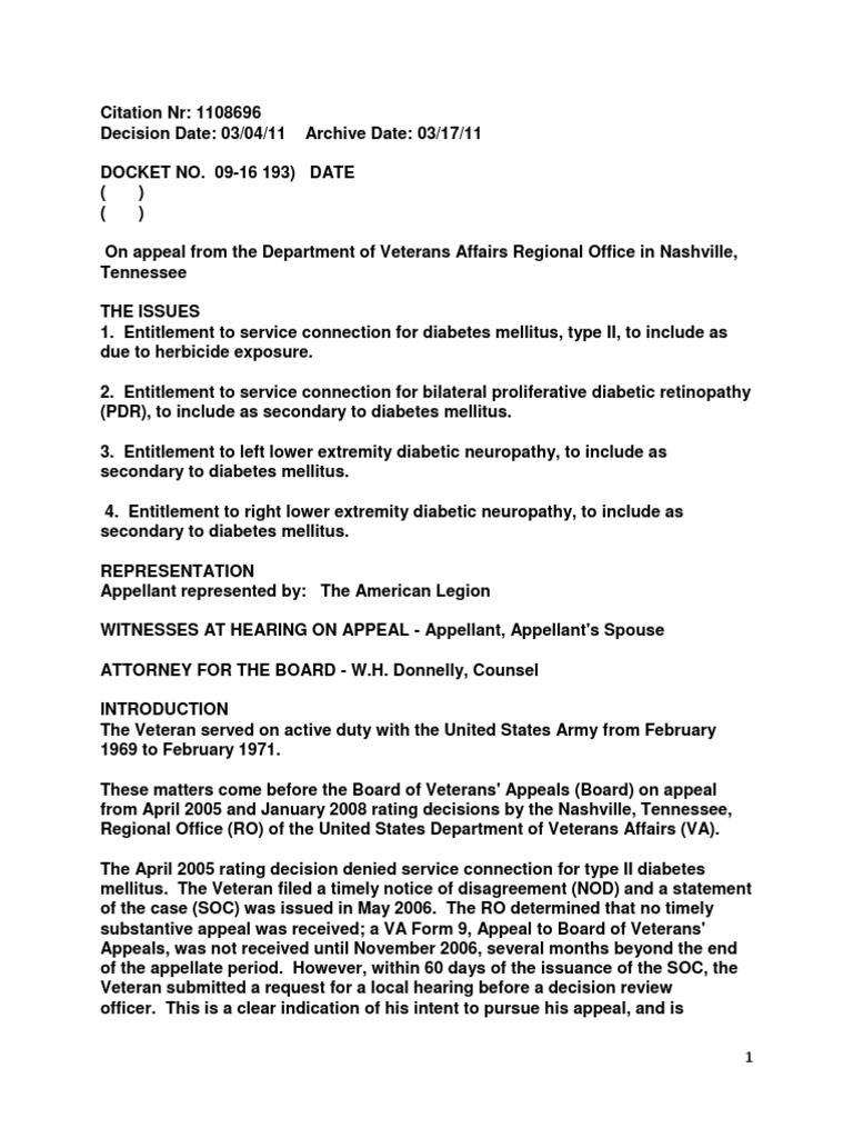 FORT MCCLELLAN VA SC Decision Favorable To FT McClellan Vet (Citation 1108696) Download Free