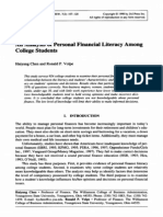 An Analysis of Personal Financial Lit Among College Students