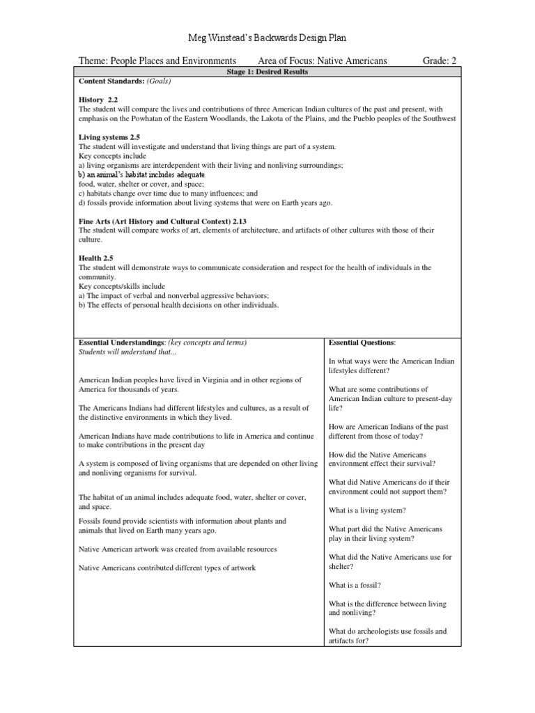 Native American Cultures Lesson Plan | PDF | Native Americans In The ...