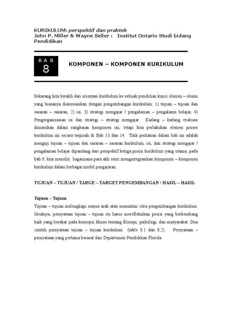 Komponen Kurikulum dalam Sistem Pendidikan Indonesia