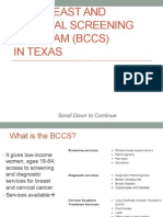 The Breast and Cervical Screening Program (BCCS) in Texas: Scroll Down To C