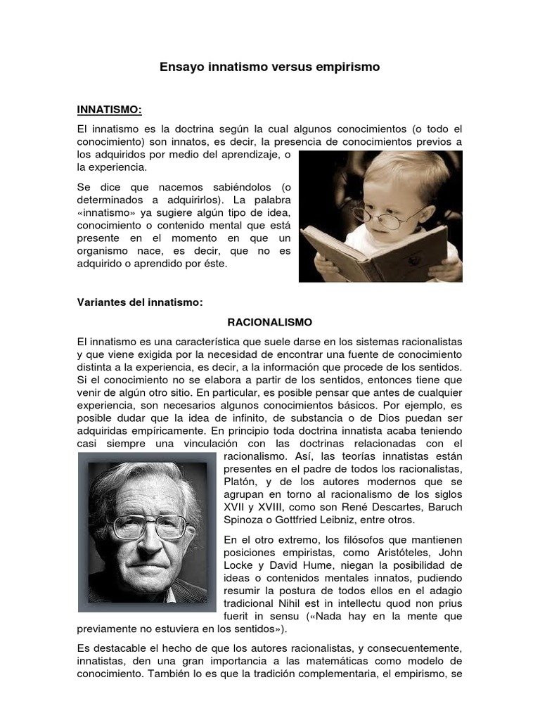 Ensayo Innatismo Vs Empirismo | PDF | Empirismo | Verdad