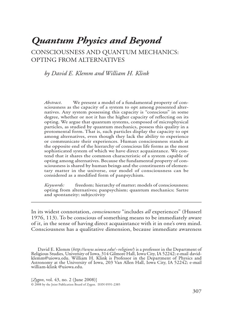Consciousness and Quantum Mechanics | PDF | Quantum Mechanics | Electron