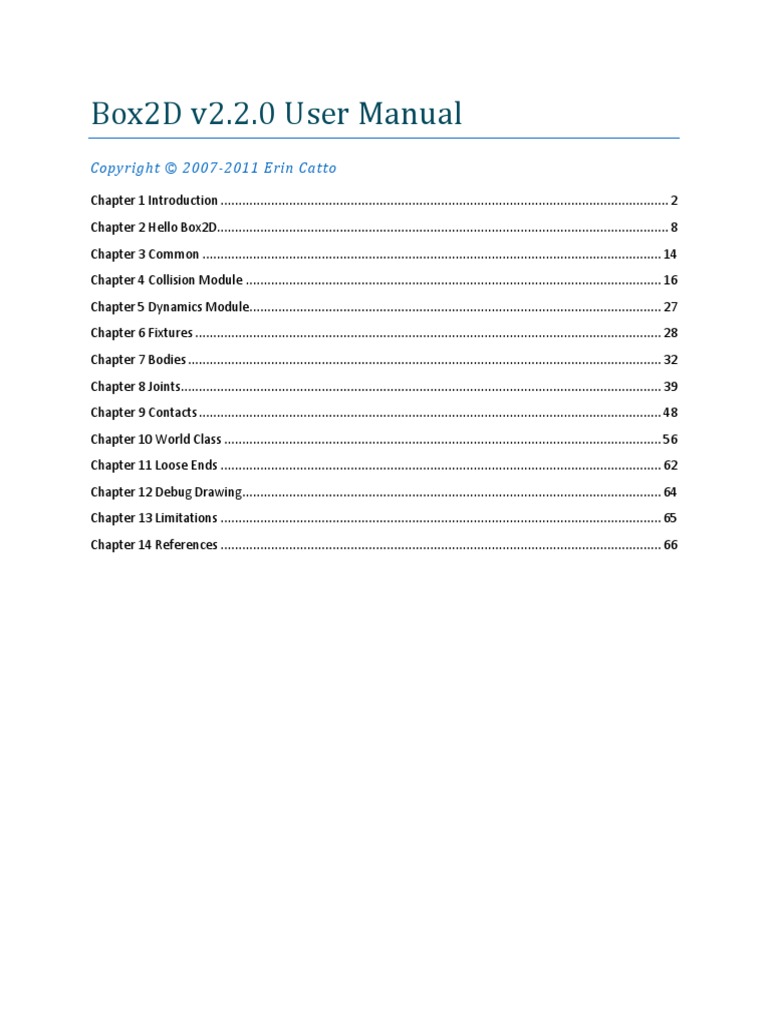 Box2D Manual v2.2.0 | PDF | Technology & Engineering