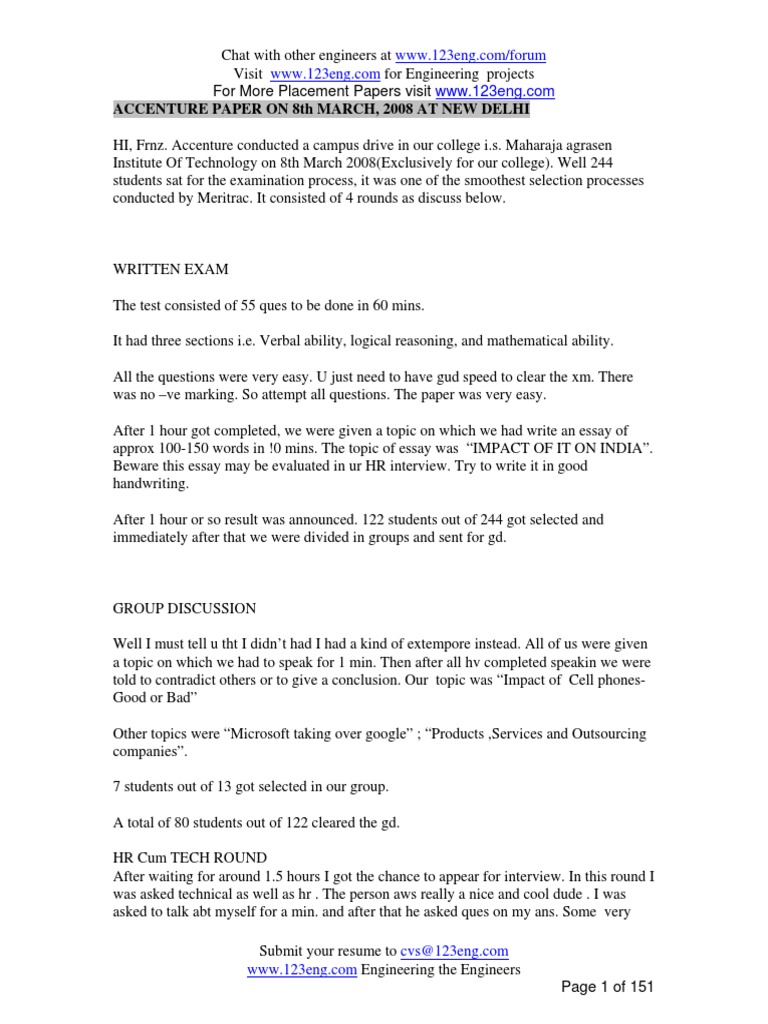 Accenture Placement Papers | PDF | Business