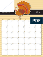 2014 November Printable Calendar Color