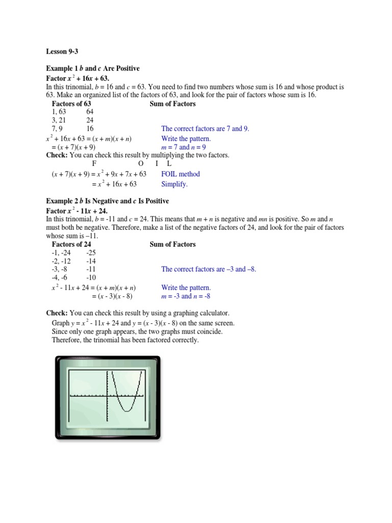 Algebra Factoring Guide | PDF | Teaching Methods & Materials | Science ...