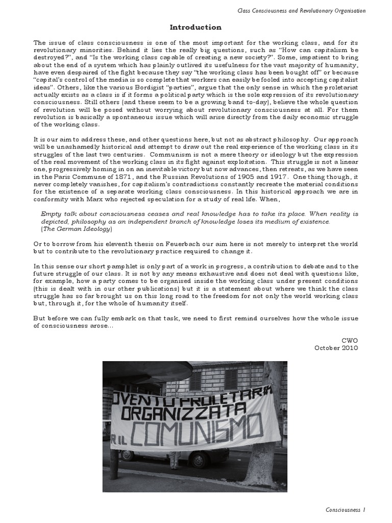 Which of the following statements best describes the marxist concept of class consciousness picture