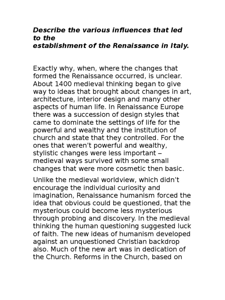 Renaissance in Italy | PDF | Renaissance | Humanism
