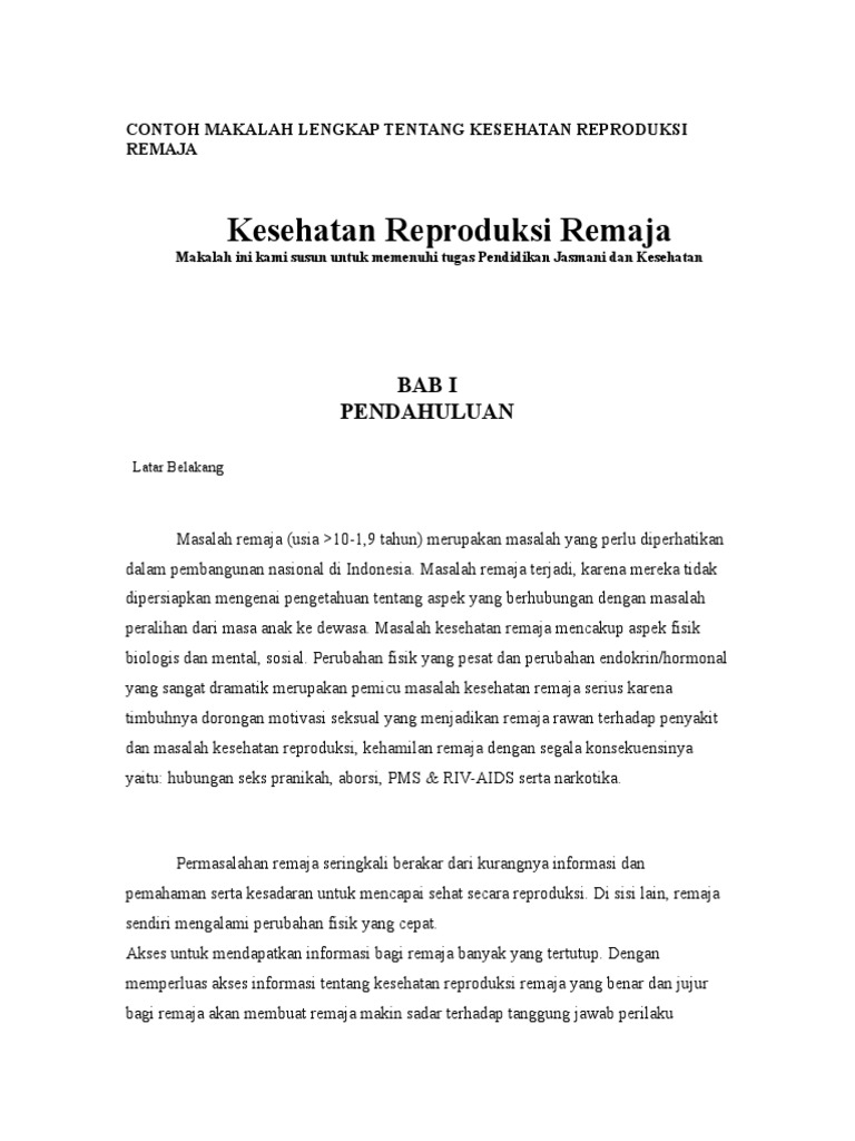 Contoh Makalah Lengkap Tentang Kesehatan Reproduks
