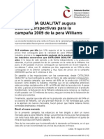 Catalonia Qualitat Augura Buenas Perspectivas para La Campaña 2009 de La Pera Williams