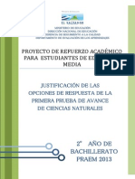 Justificacic3b3n de Las Opciones de Respuesta de La Primera Prueba de Avance de Ciencias Naturales E28093 Segundo Ac3b1o de Bachillerato Praem 2013