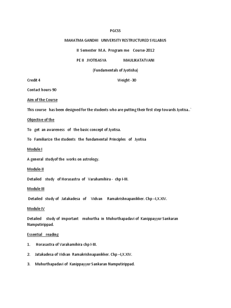 MA Astrology Course Syllabus Overview | PDF | Self-Improvement ...