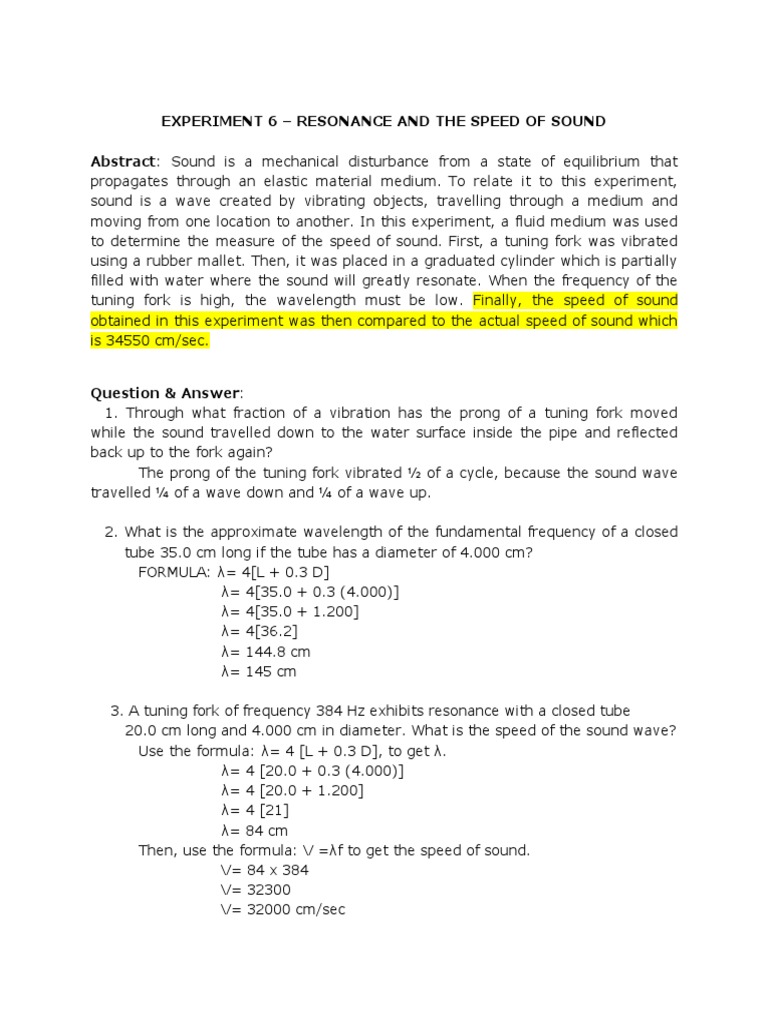 Formal Report (Speed of Sound) | PDF | Teaching Methods & Materials