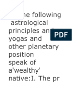 Astrological principles for wealth and financial prosperity