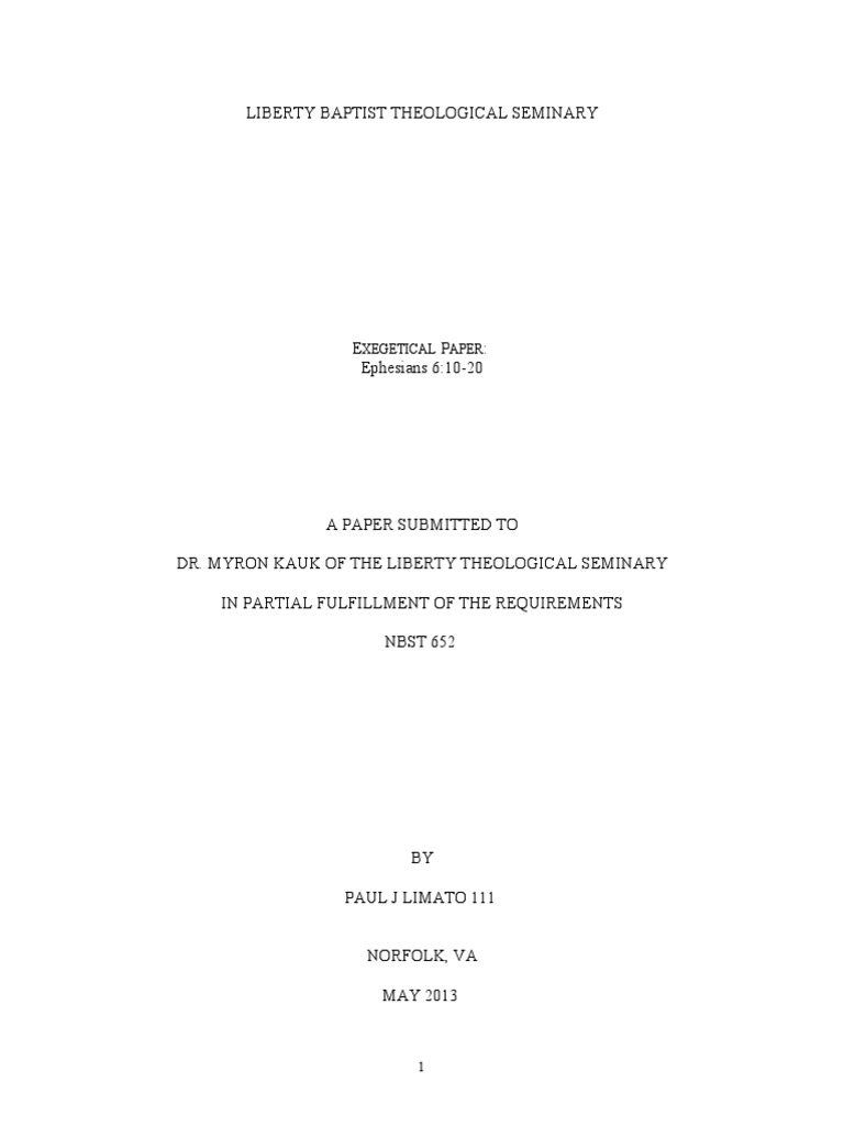 Ephesians 6:10-20 Exegetical Analysis | PDF | Epistle To The Ephesians ...