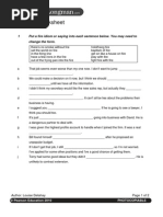 Fire Idioms Worksheet