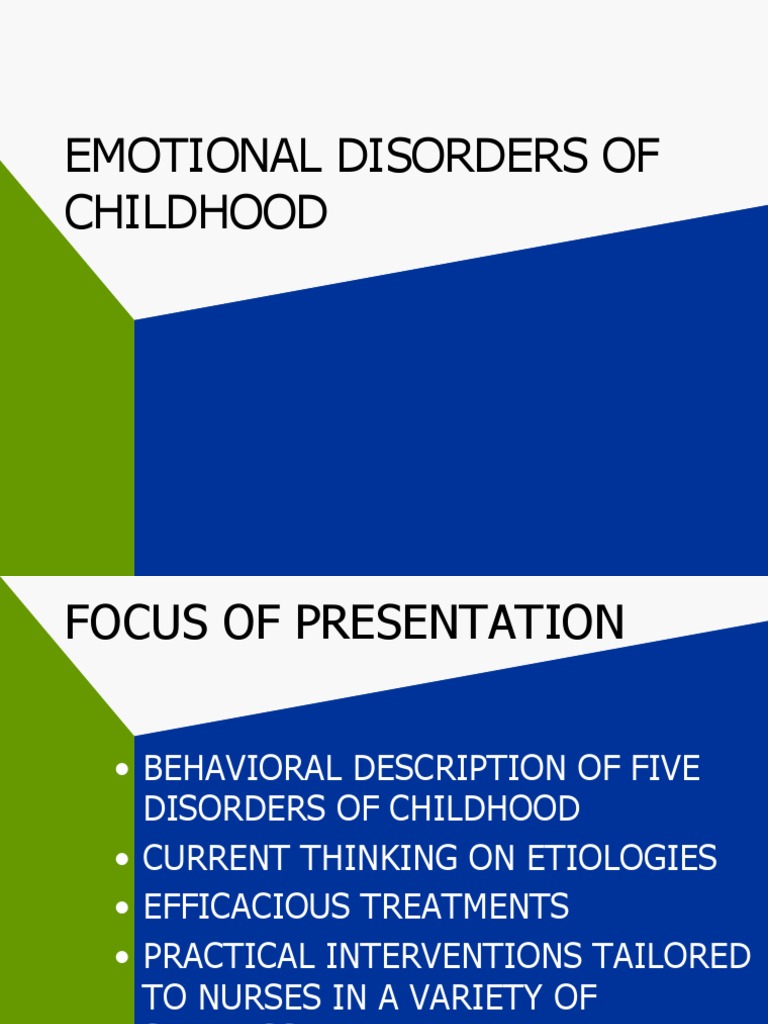 Childhood Emotional Disorders Overview | PDF | Anxiety Disorder ...