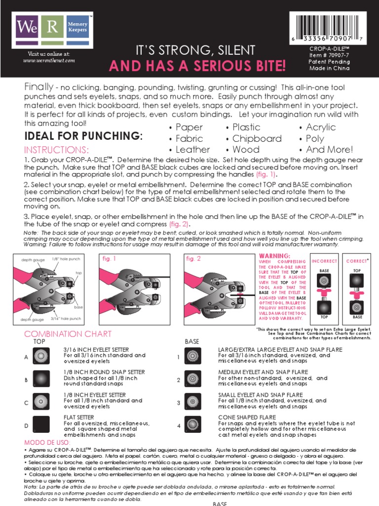 Crop A Dile Instruction Sheet Materials Industrial Processes