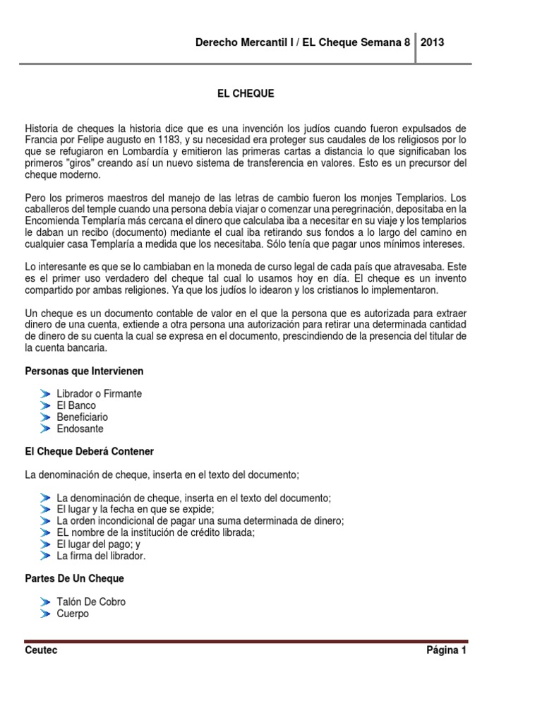 El Cheque | PDF | Cheque | Bancos