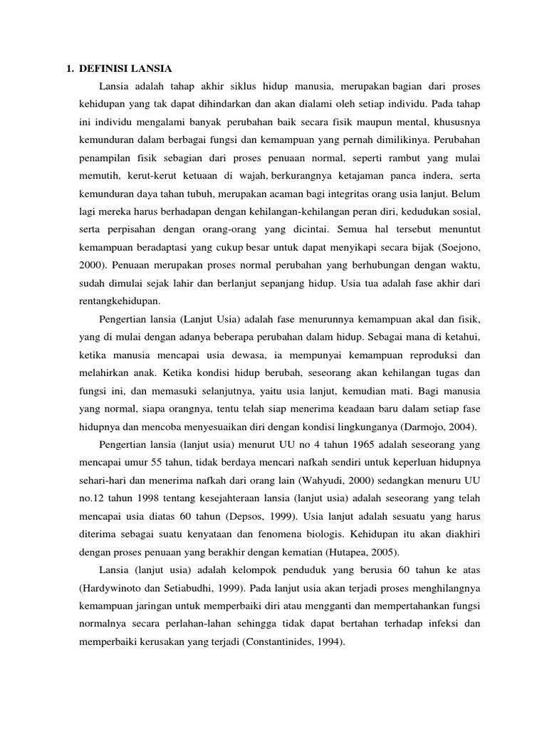 Definisi Lansia   Definisi Lansia