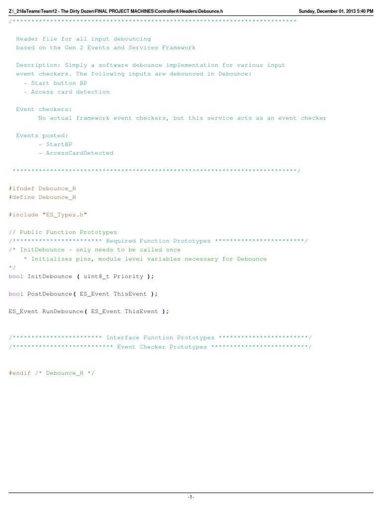 Input Debouncing Header File | PDF