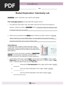 Calorimetry Lab SE
