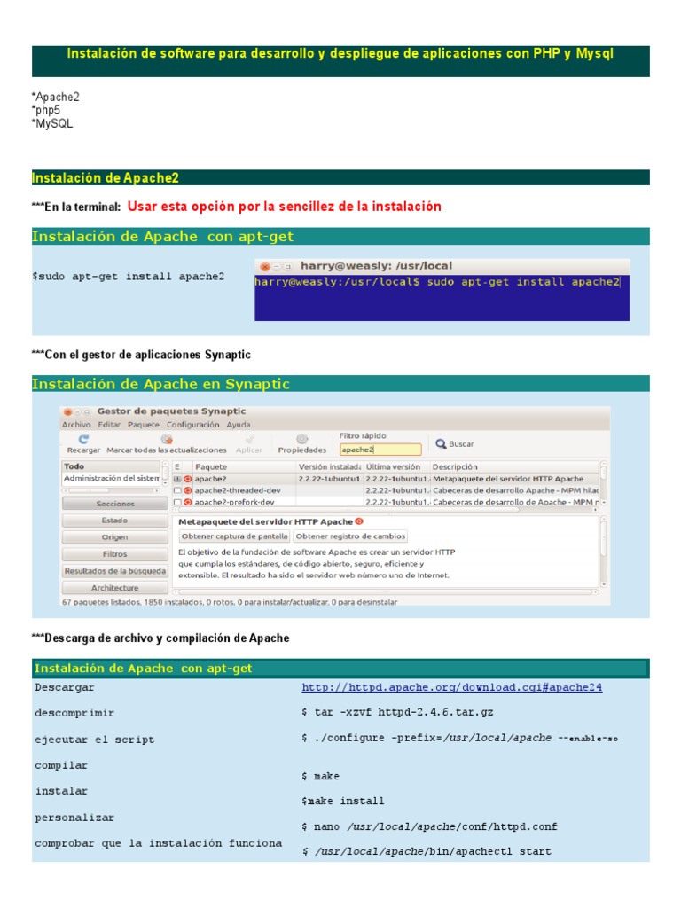 Instalación de Apache, PHP y MySQL | PDF | Servidor HTTP Apache | Php
