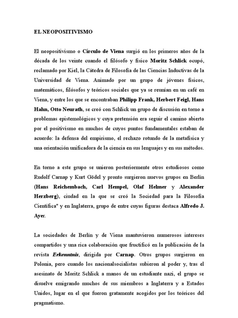 Neopositivismo: Definición y Características | PDF | Proposición ...
