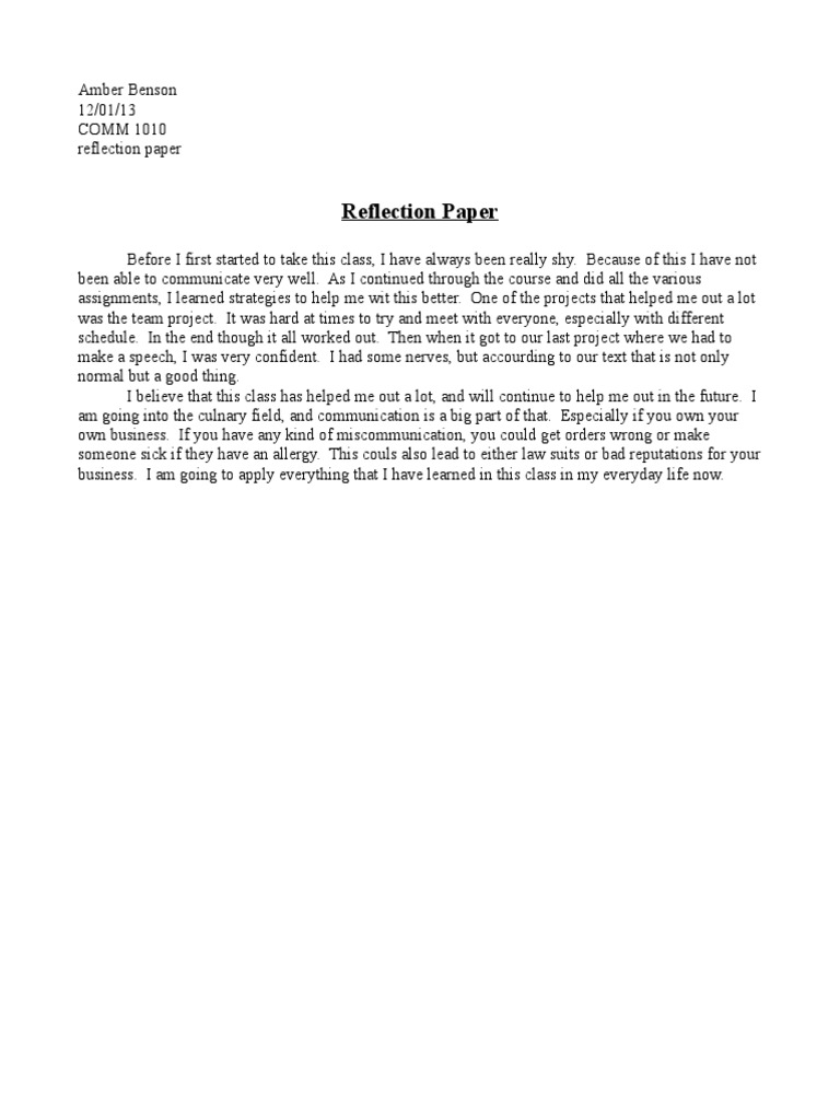 Comm 1010 Reflective Paper | PDF