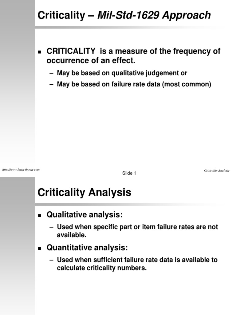 Criticality Analysis Methods Explained | PDF
