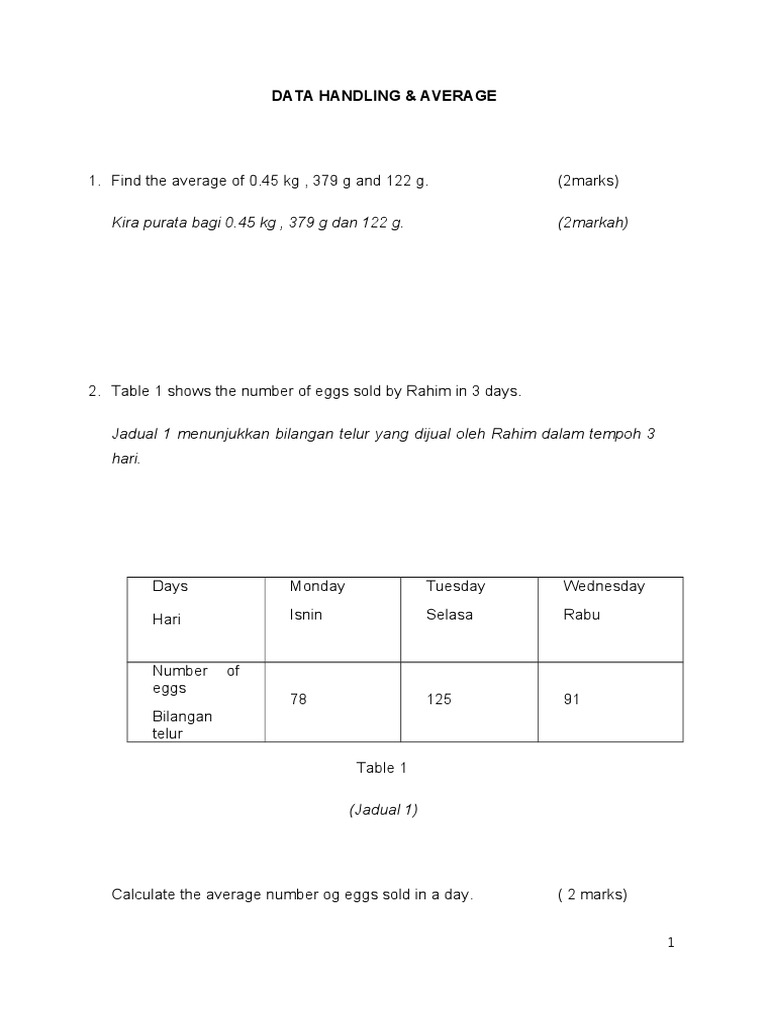 Mathematics Data Handling | PDF