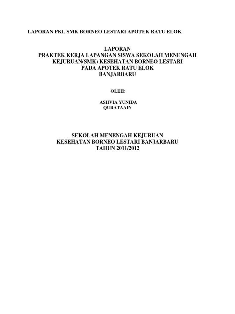 Contoh Laporan Prakerin Farmasi Di Rumah Sakit
