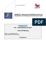 Programme - NAMASTE Kick Off Meeting