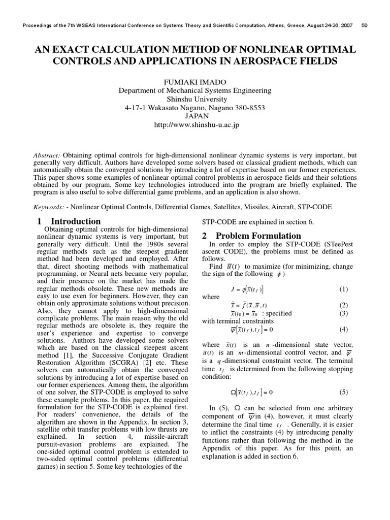 An Exact Calculation Method of Nonlinear Optimal Control | PDF ...