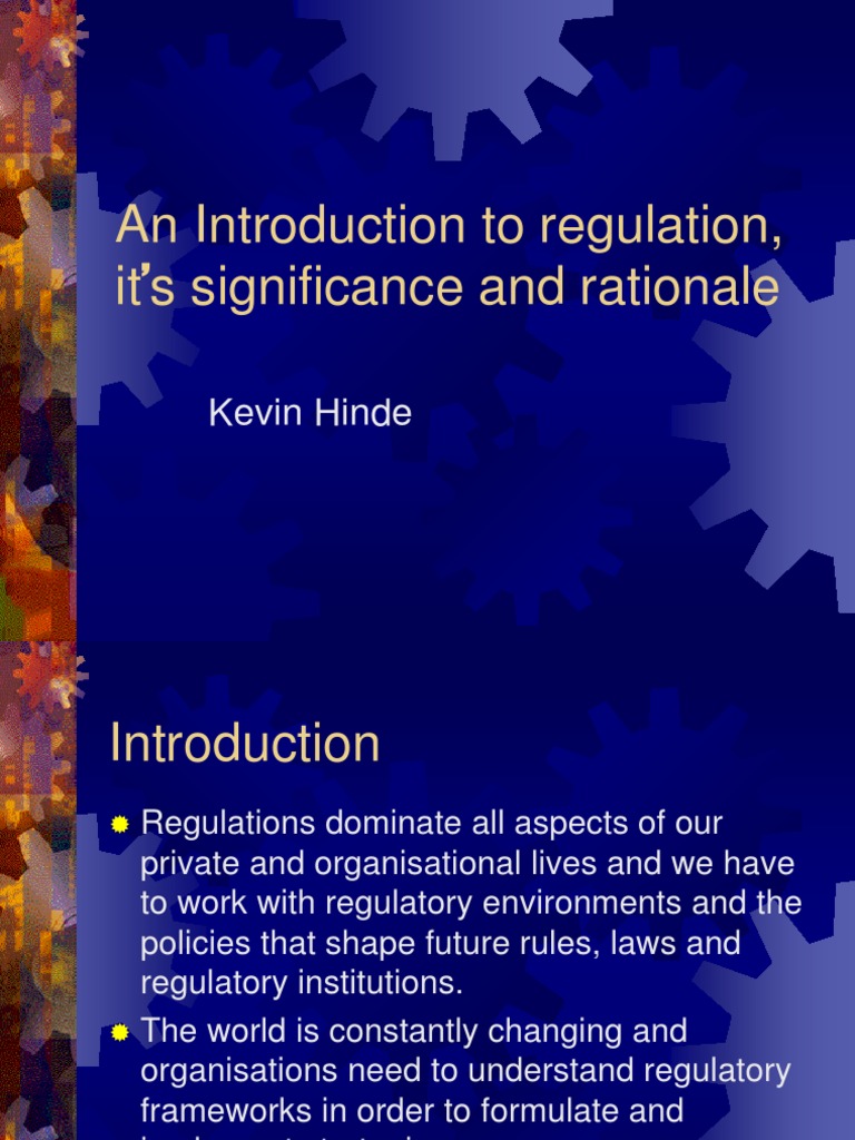 An Introduction To Regulation, It S Significance and Rationale PDF