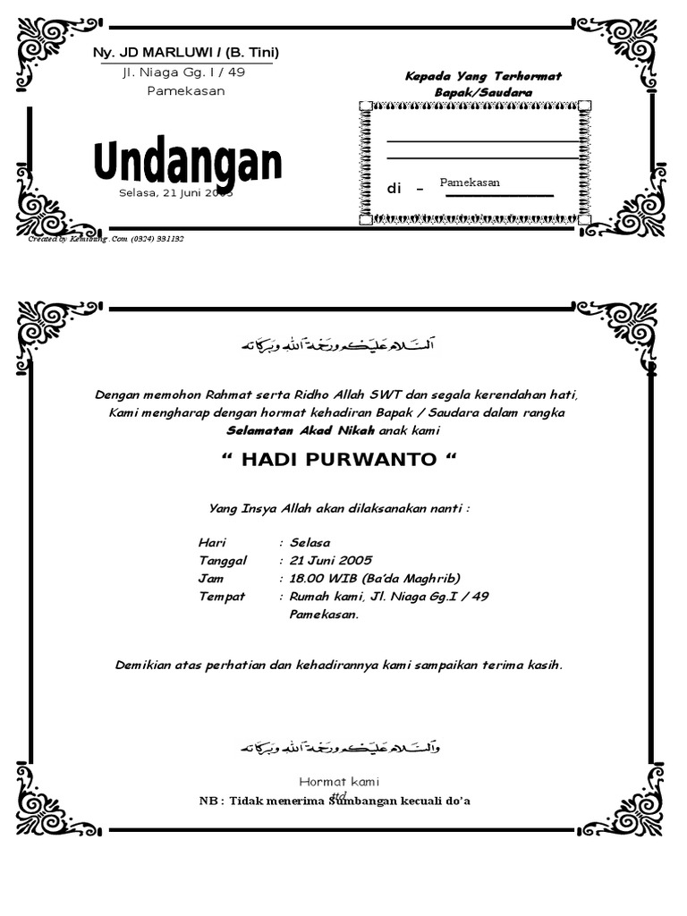 Model Undangan Tingkepan Model Undangan Tingkepan