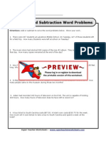 Addition and Subtraction Word Problems: Name