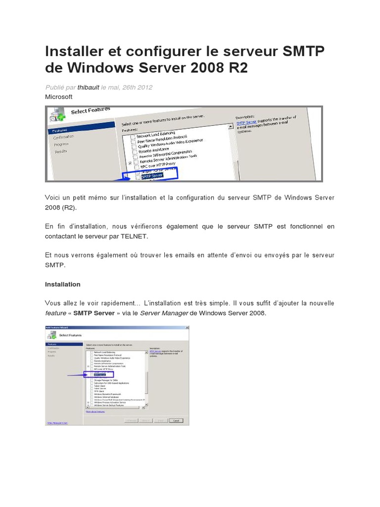 Installer et configurer SMTP sur Windows 2008 | PDF | Windows Server ...