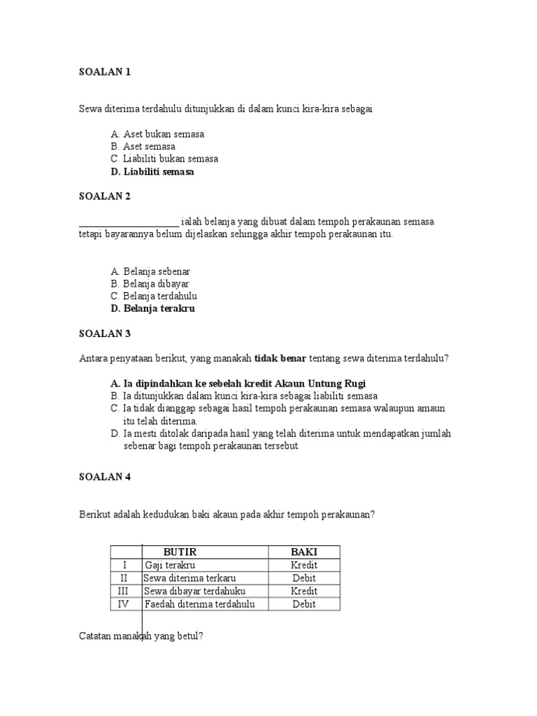 Soalan Objektif Akaun Pdf