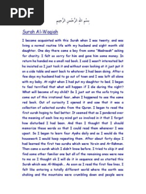 Kelebihan Surah Al-Waqiah  PDF  Sahabah  Theology