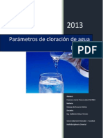 Parámetros de Cloración de Agua Potable