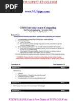 CS101 Introduction To Computing: Mid Term Examination - November 2004