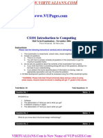 CS101 Introduction To Computing: Mid Term Examination - November 2004