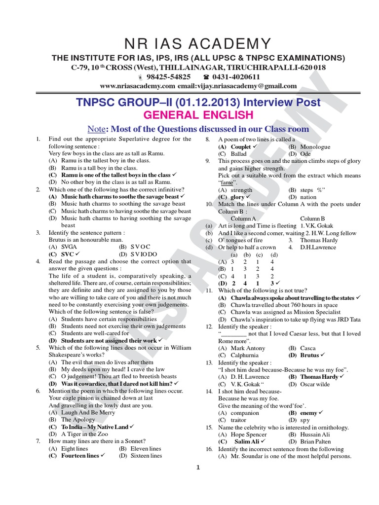 TNPSC Group II General English Guide | PDF | Atomic Nucleus | Languages