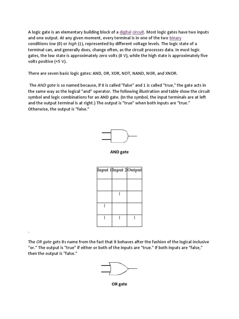 Digital Circuit Binary: AND Gate | PDF