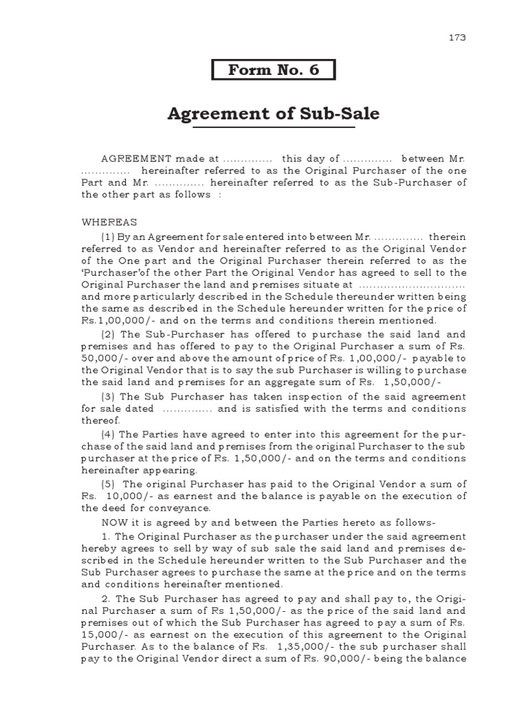 Agreement of Sub-Sale | PDF | Conveyancing | Deed