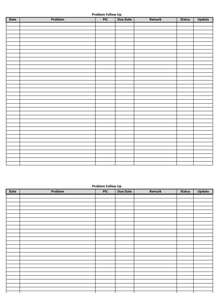Problem Tracking and Follow-Up Log | PDF