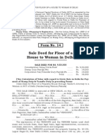 Sale Deed For Floor of A House To Woman in Delhi: Form No. 14
